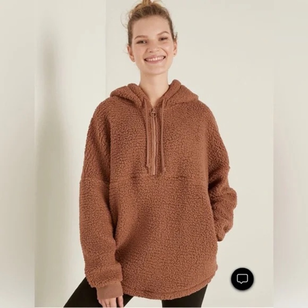 NWT Victoria’s Secret PINK Varsity Sherpa Half Zip Pullover Hoodie